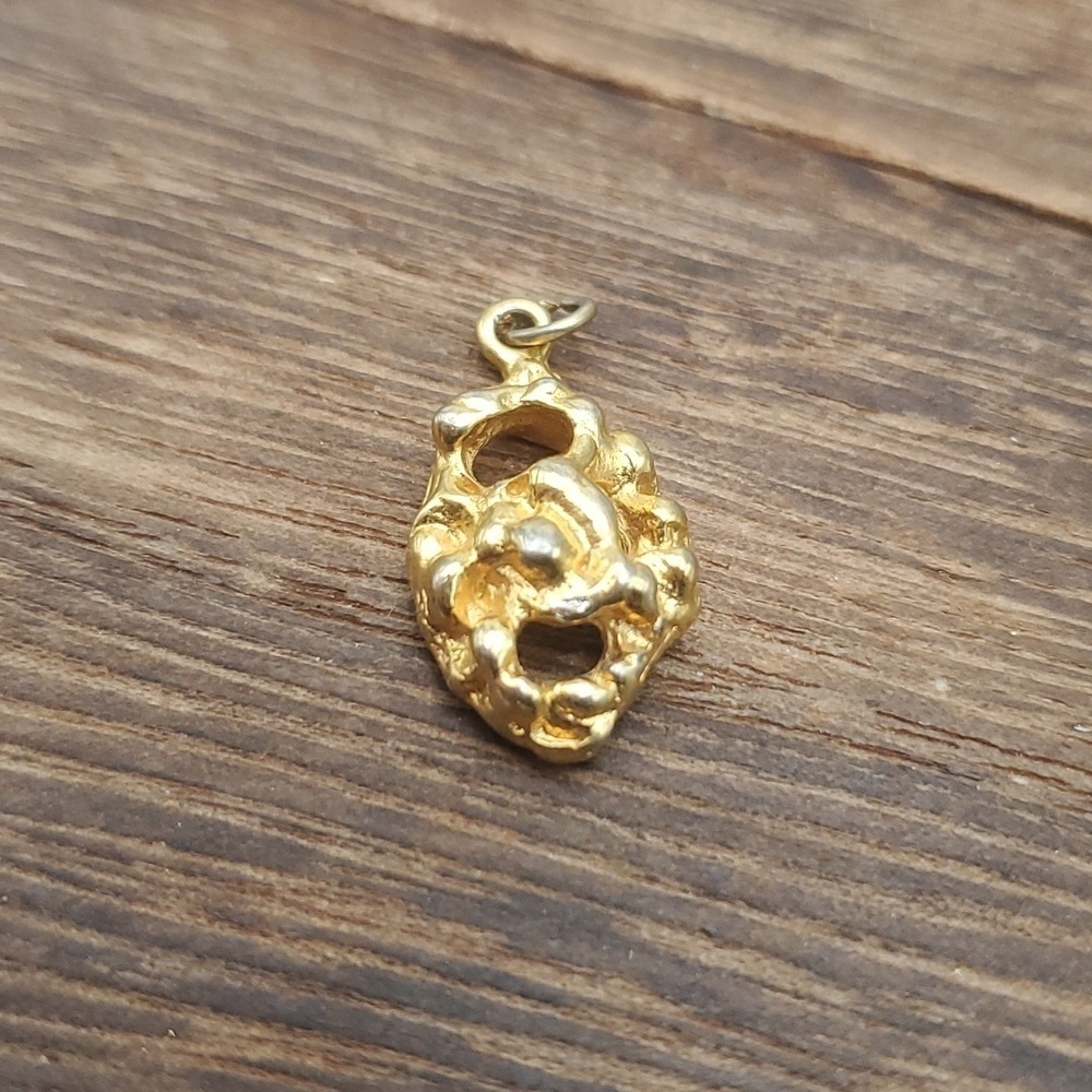 Gold tone nugget miner necklace pendant‎